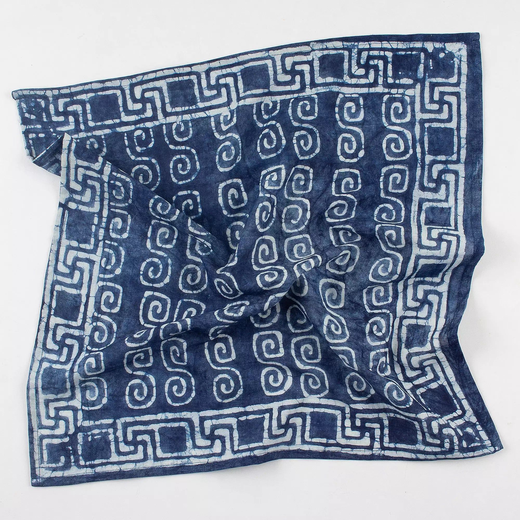 Indigo Blue Hand Block Print Cotton Neck Bandana for Men 589